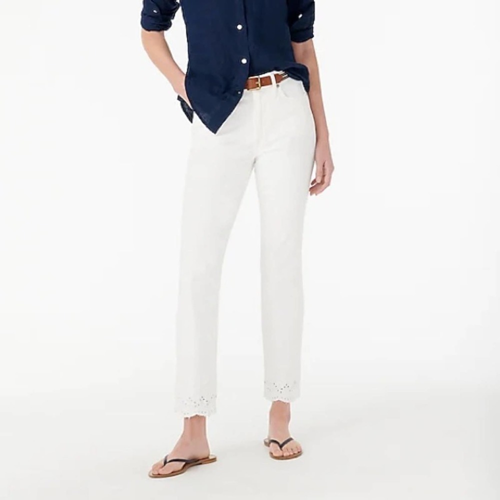 J. Crew Petite 9" vintage straight jean eyelet hem 23P